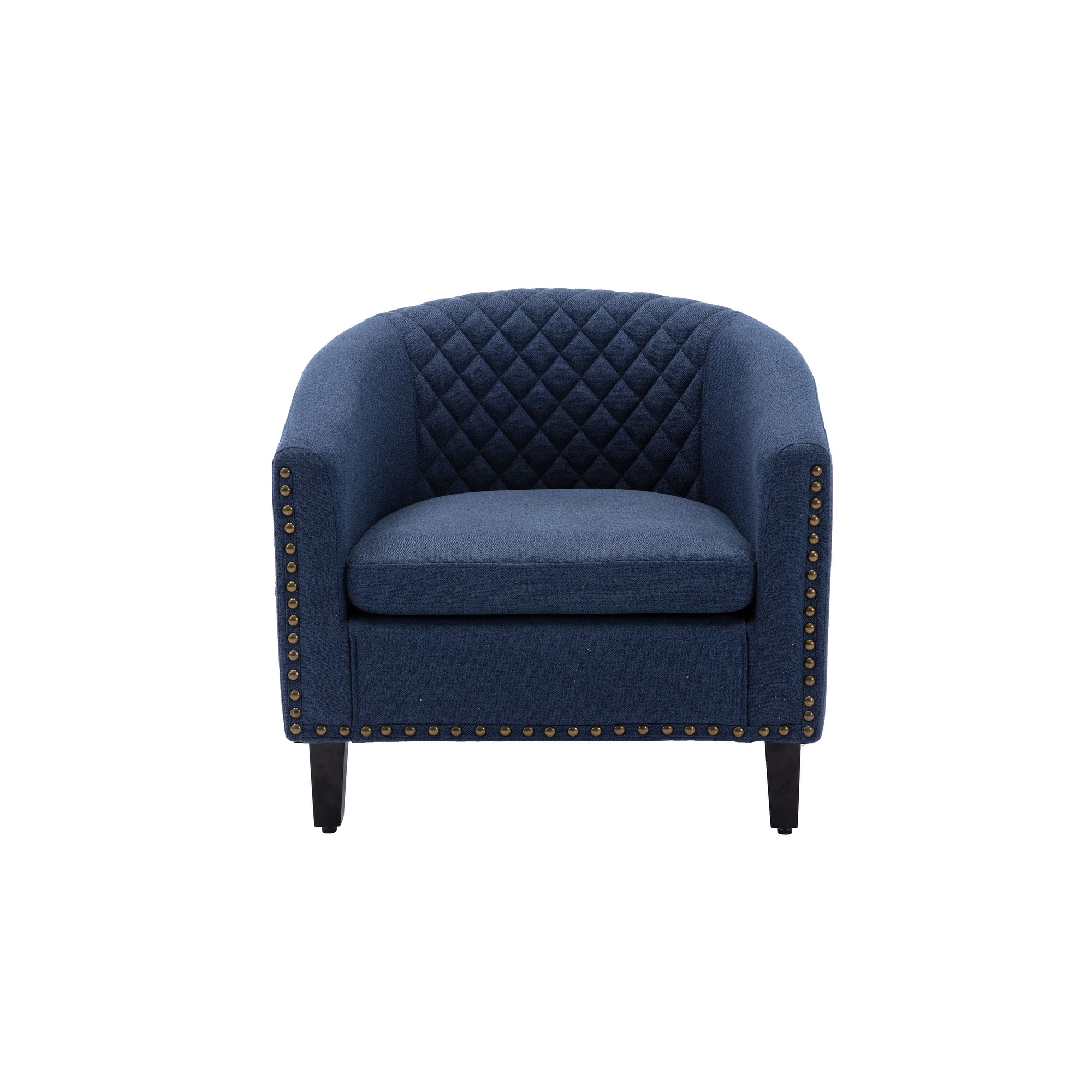 Barrel Accent Chair with Arms Linen Fabric Club Chairs Bucket