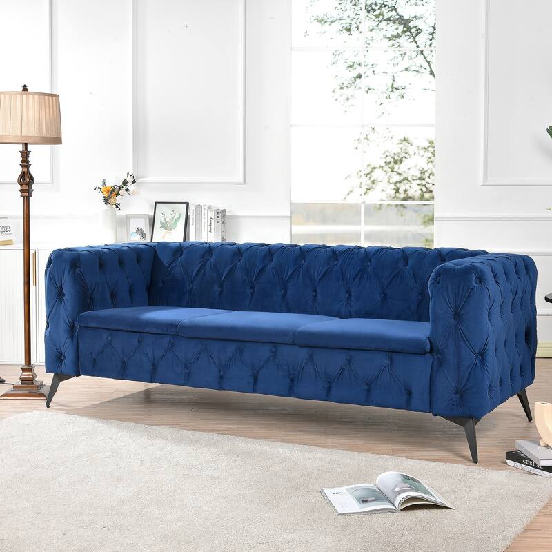 84.06'' Traditional Square Arm Removable Cushion 3-Seater Sofa: Classic Comfort, Easy Maintenance