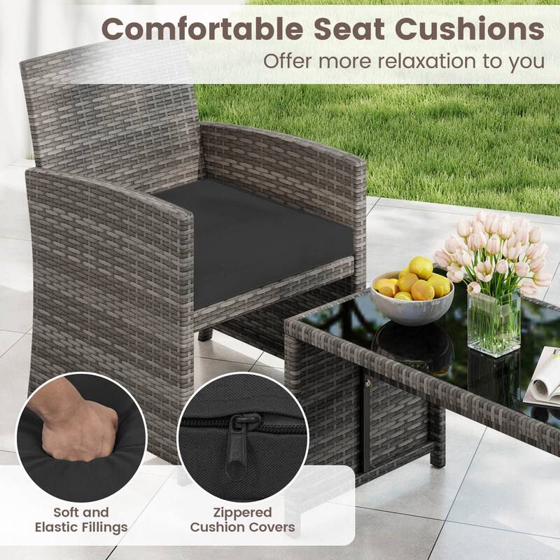 Costway 8 PCS Patio Conversation Set with Seat Cushions & Tempered - See Details