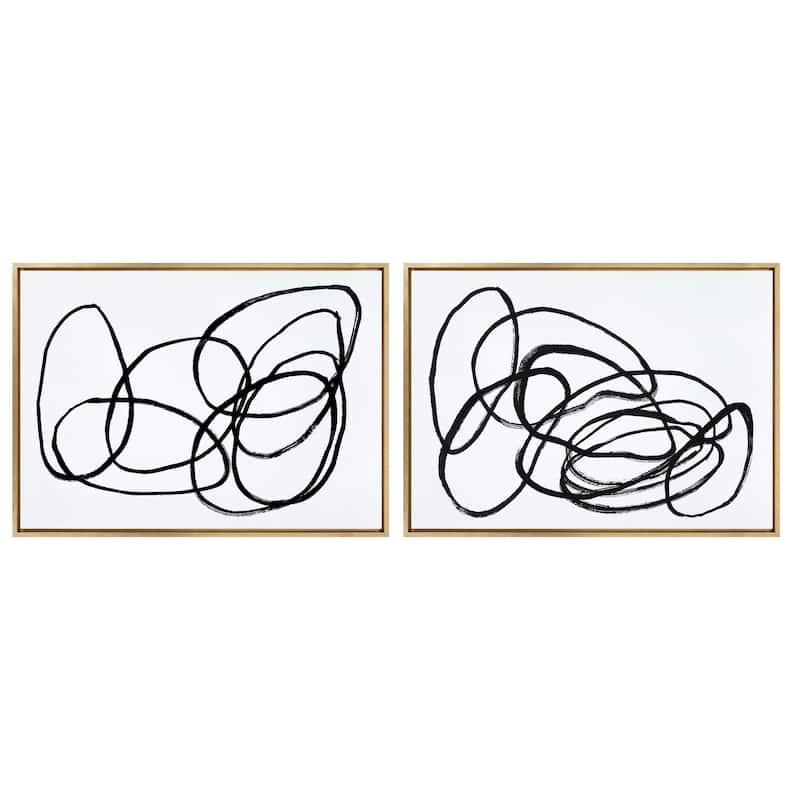 Kate and Laurel Sylvie Ring of Light Framed Canvas Art by Nikki Chu - 2 Piece Set 28x38 - Yellow