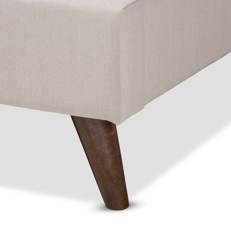 Queen Size Platform Bed with Nightstands - Upholstered Fabric Bed Frame, Beige, Modern Bedroom Furniture