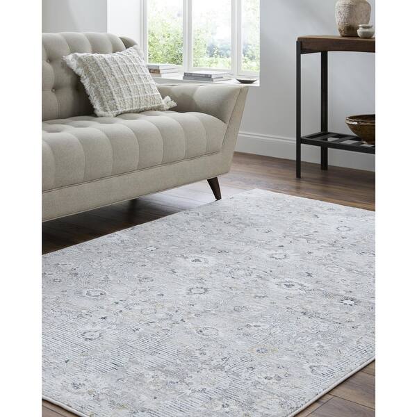 slide 2 of 7, Livabliss Lorenz Traditional Medallion Area Rug Grey - 5' 3" x 7'