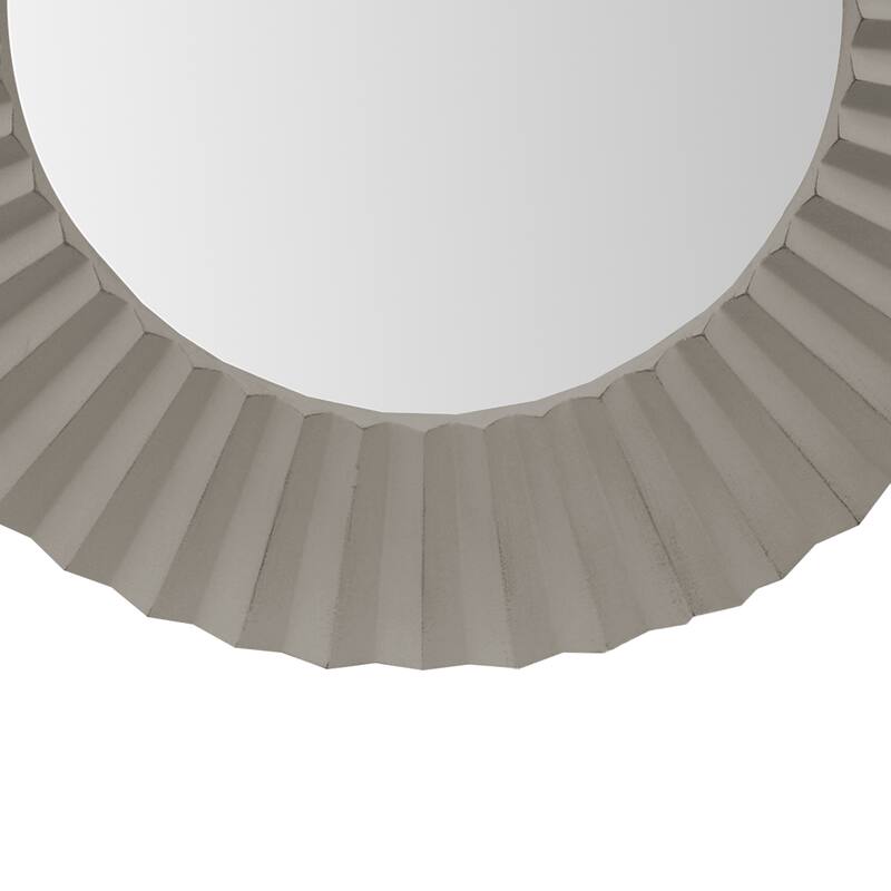32 Inch Round Beveled Floating Wall Mirror with Corrugated Design