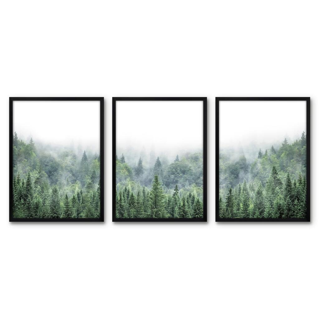 Americanflat 3 Piece 11x14 Unmatted Framed Print Set - Green Pine Nordic Forest by Artvir