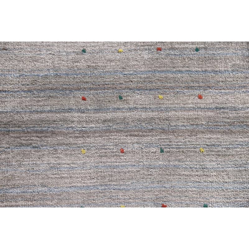 Tribal Beige Gabbeh Oriental Area Rug Handmade Wool Carpet - 8'1"x 9'9"