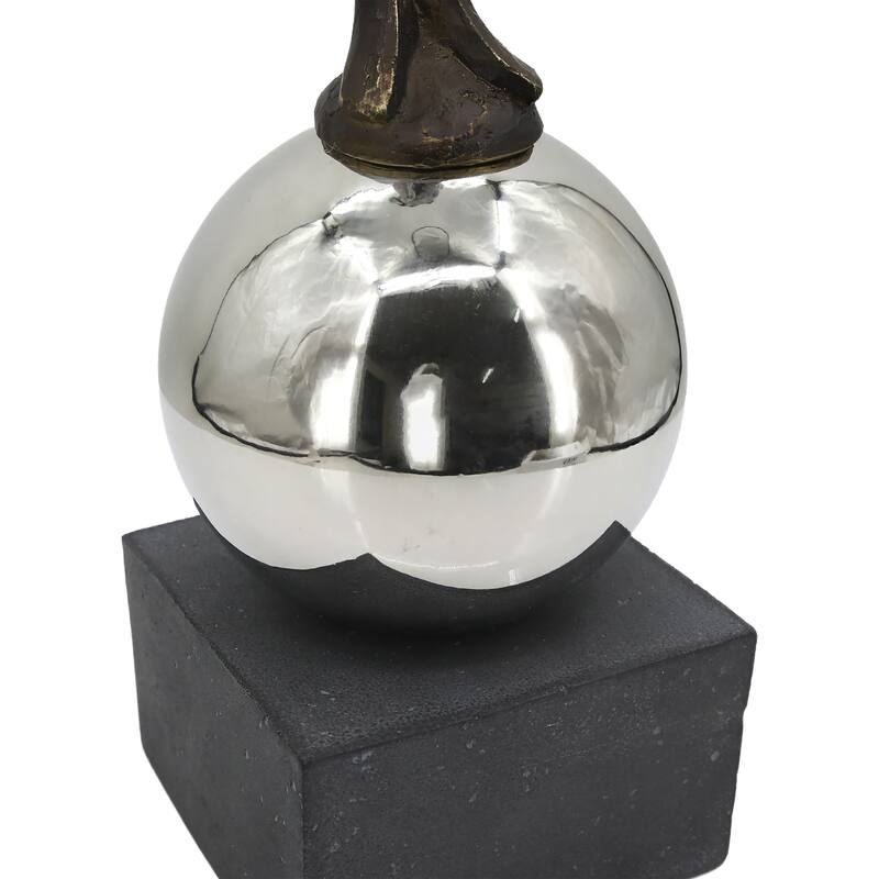 Sagebrook Home's Unique 22" Augusta Male Statuary Resin & Stainless Steel Decorative Figurine for Modern Homes - 5" x 5" x 22"