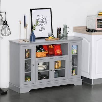 HOMCOM Transitional Sideboard Cabinet with Glass Doors