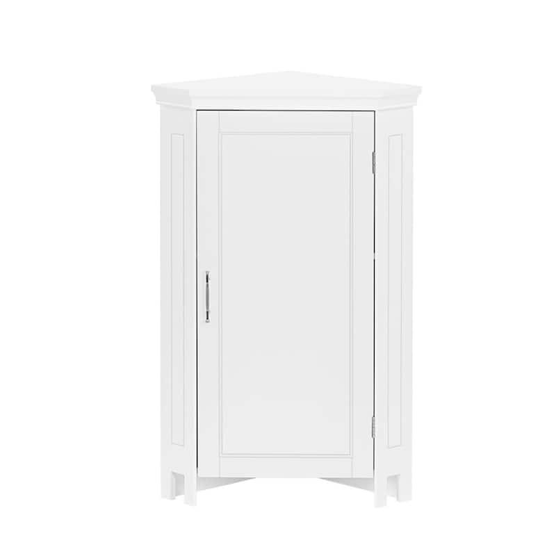 RiverRidge Somerset Corner Floor Bathroom Storage Cabinet Organizer with Doors and an Adjustable Shelf - White
