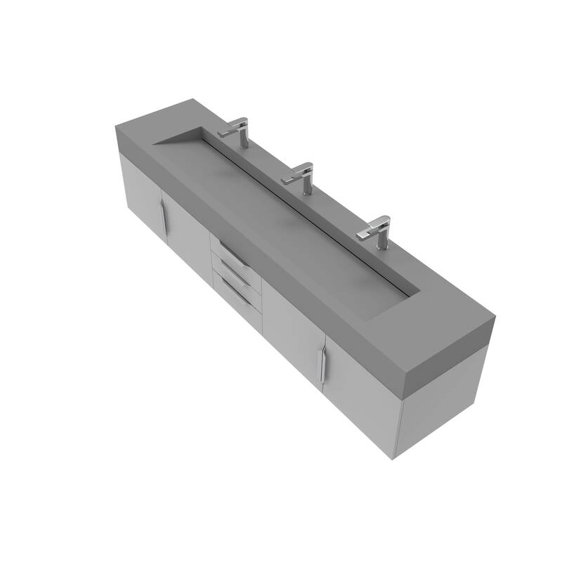 Nile 84" Wall Mounted Bathroom Vanity Set gr/ Gray Top