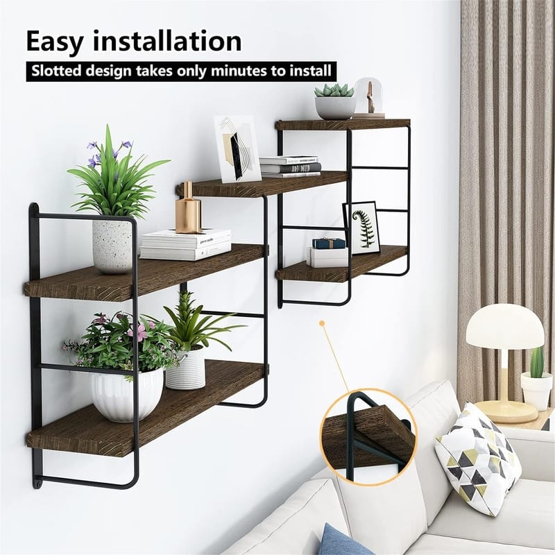 Wall Mounted Floating Shelves - 6"D x 50"W x 17"H