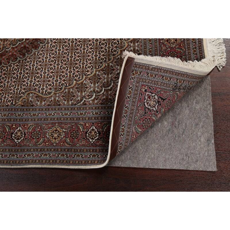 Wool/ Silk Vegetable Dye Tabriz Mahi Persian Area Rug Handmade Carpet - 5'0" x 6'9"