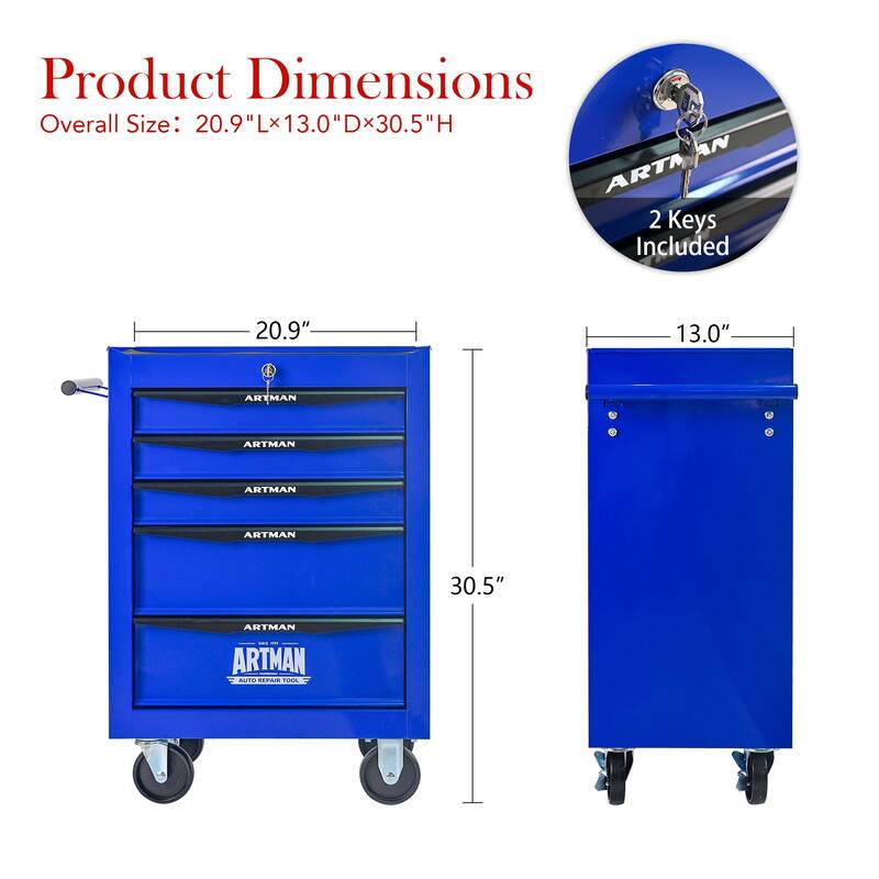 20" Rolling Tool Chest with 5 Drawers