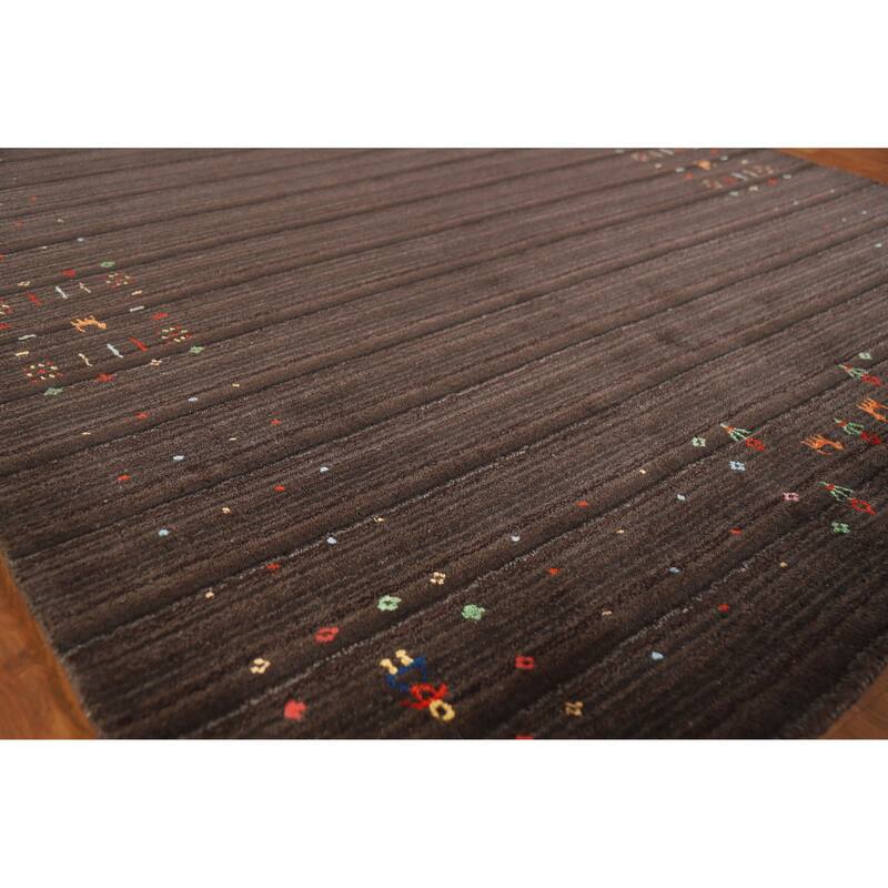 Hand Knotted Oriental 100% Wool Carpet Tribal Tribal Brown Gabbeh Area Rug - 8' 3'' X 5' 3''