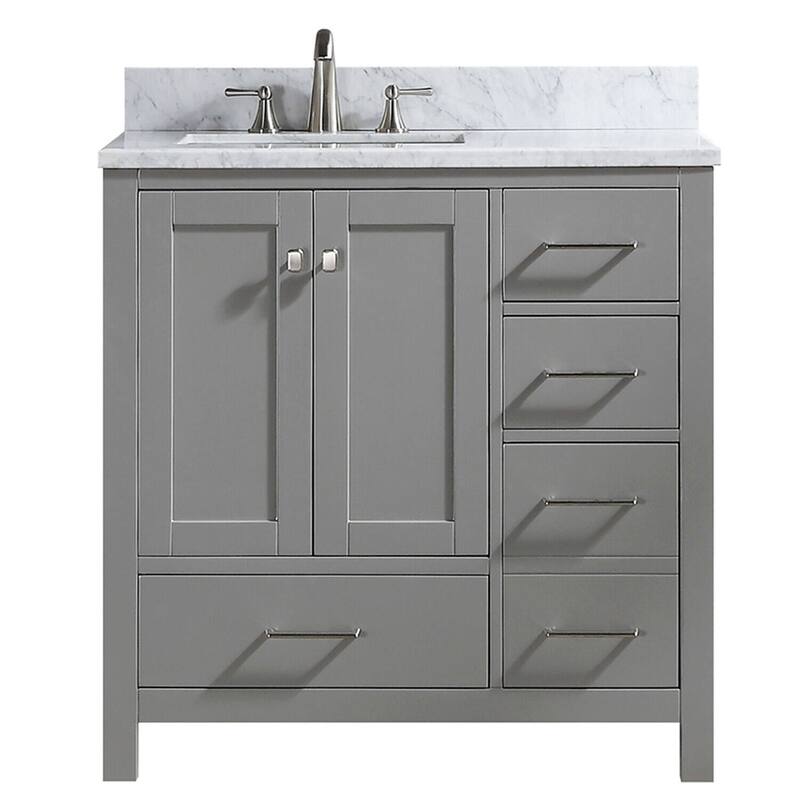 Prismosaic 36 in. Lunar Gray Vanity with Countertop & Splash, Left Sink