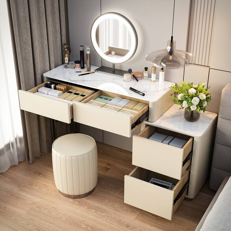 JASIWAY Modern Solid Wood Telescopic Makeup Vanity Desk