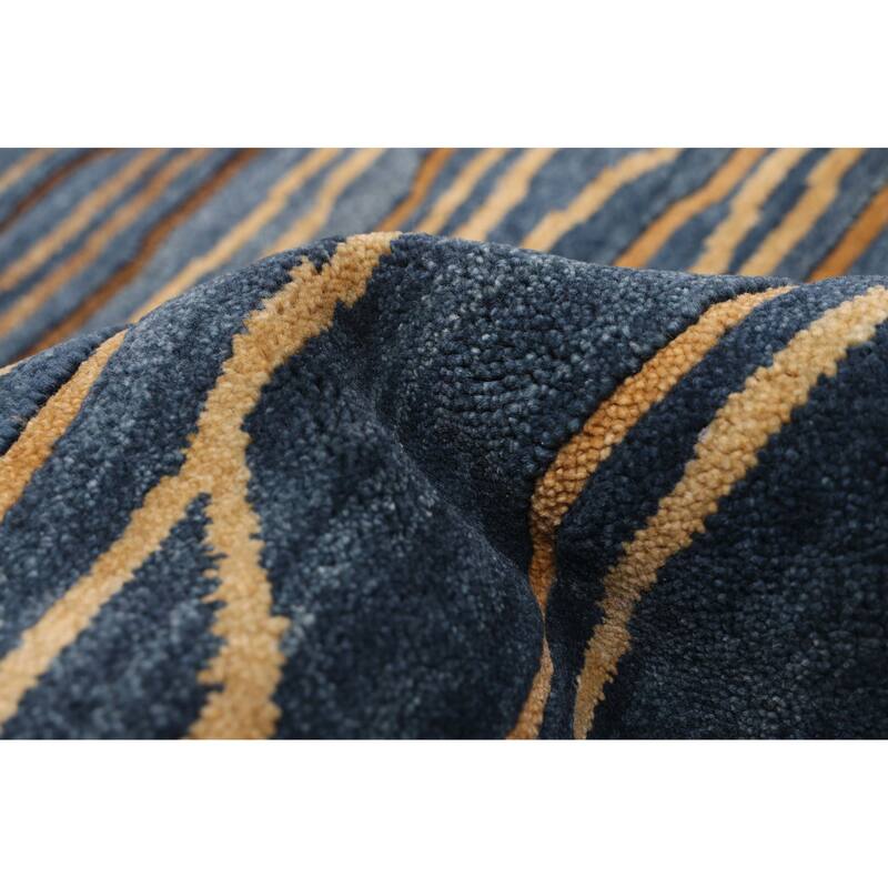 ECARPETGALLERY Hand-knotted Peshawar Ziegler Dark Blue Wool Rug - 5'3 x 6'11