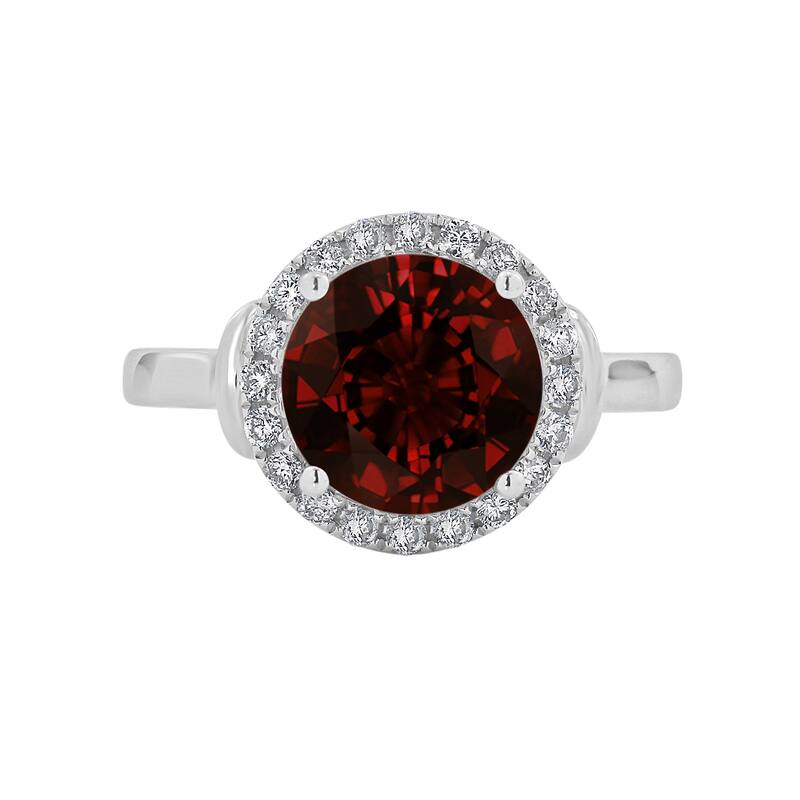 Auriya 3 5/8ct Round Garnet Gemstone and Halo Diamond Engagement Ring 1/4ctw 14k Gold