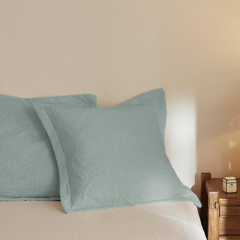 2 Pcs Cotton Embroidered Quilted Euro Shams 26"x26"