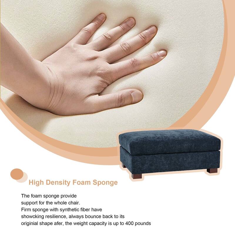 Oversized Chenille Modular Ottoman With Cushioned Top