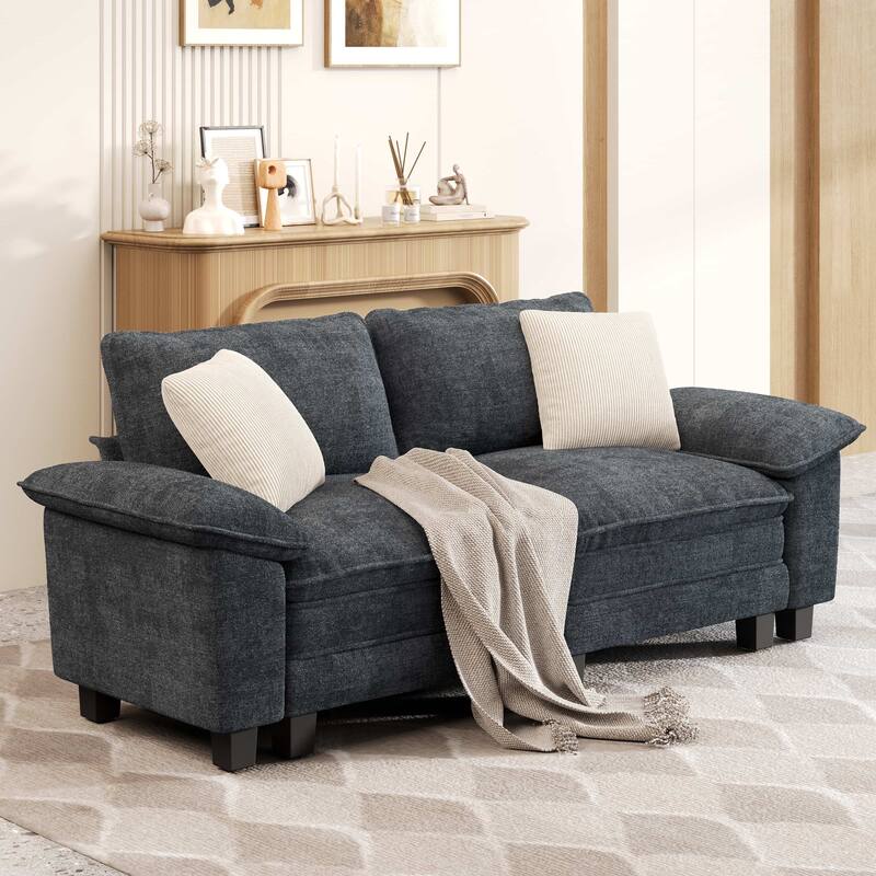 MAISON ARTS Cloud Modular Deep Seat Sofa, Chenille or Corduroy Sectional Couch with Removable Arms, 1–4 Seater - Blue Grey Chenille(2 pieces)  - Symmetrical