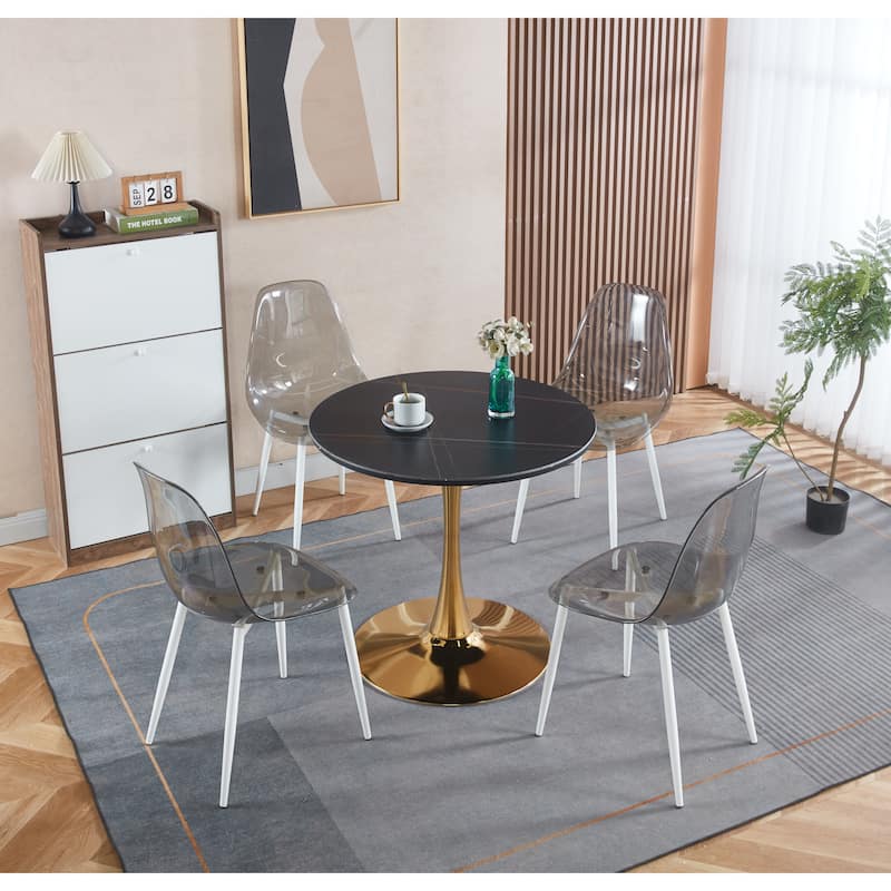 31.5"Tulip Table Mid-Century Dining Table For 2-4 People With Round MDF Table Top, Pedestal Dining Table