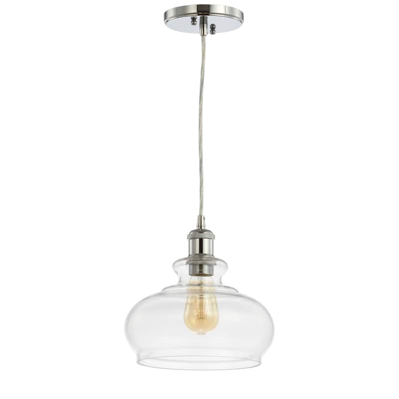 Kurtz 9.5" Pharmacy Metal/Glass LED Pendant, Chrome by JONATHAN Y