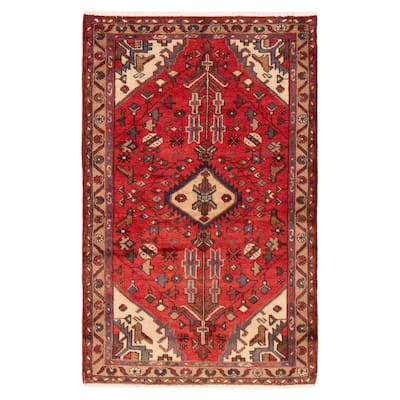 ECARPETGALLERY Hand-knotted Andelz Red Wool Rug - 3'4 x 5'3