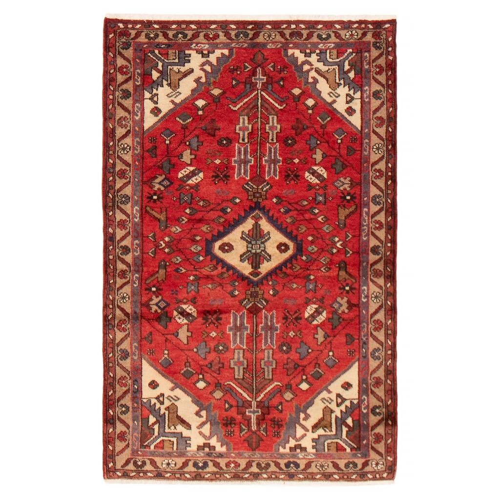 ECARPETGALLERY Hand-knotted Andelz Red Wool Rug - 3'4 x 5'3