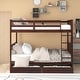 preview thumbnail 31 of 72, Wooden Bunk Bed Frame with Pull Out Storage Drawers, Headboard, Footboard, Ladder, Full-length Guardrail for Kids, Teens