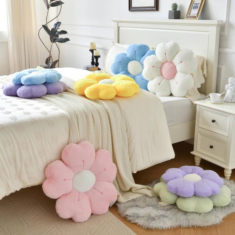 Flower Shaped Pillow Decorative Throw Pillows for Bed Couch - 15"L x 15"W
