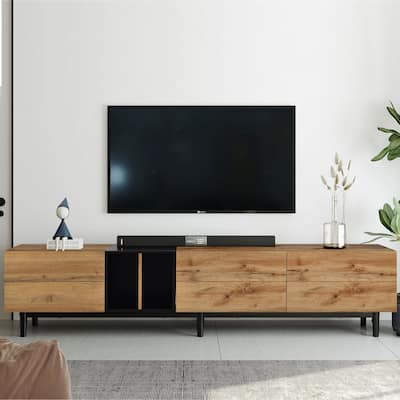 Modern TV Stand for 80'' TV with 3 Doors, Media Console Table, Entertainment Center with Large Storage Cabinet for Living Room