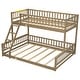 preview thumbnail 6 of 10, Walnut Twin XL over Queen Size Bunk Bed with Ladder and Guardrails for Kids