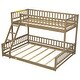 preview thumbnail 6 of 10, Wooden Twin XL over Queen Bunk Bed, Detachable Platform Bed with Ladder and Guardrails,Walnut - Walnut