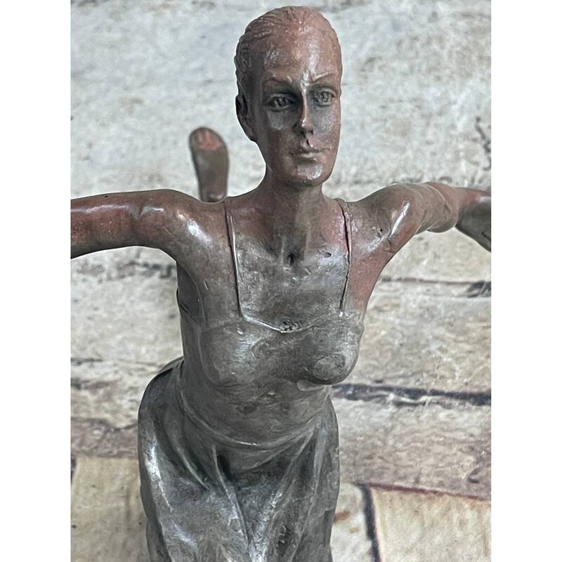 Hot Cast Bronze Ballerina Dancer Girl Sculpture By Aldo Vitaleh On Marble Base
