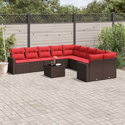 vidaXL 11 Piece Patio Sofa Set with Cushions Poly Rattan (US only)