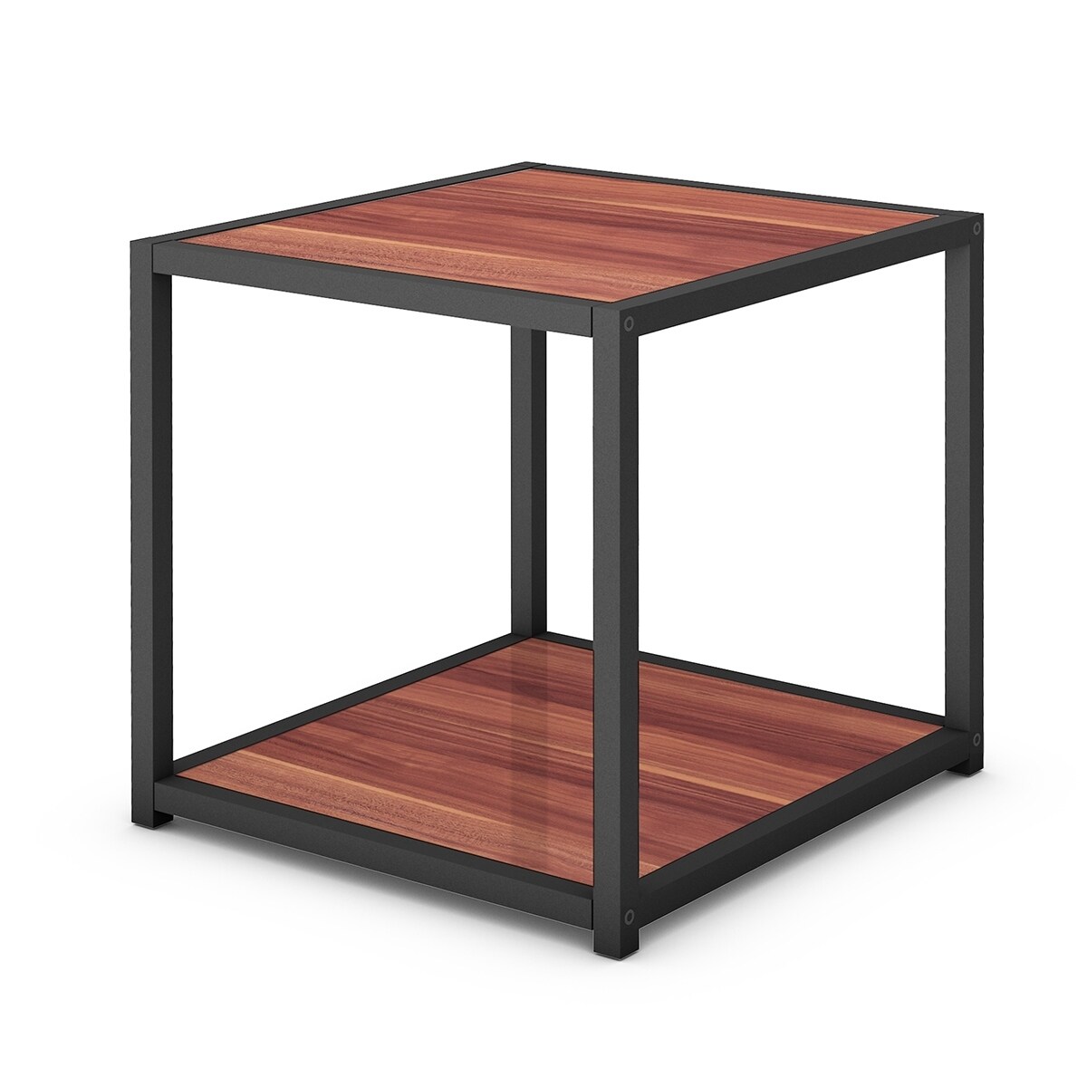 Shop 20 Metal Square Side Table Coffee Stand Bottom With 2 Tier Shelf Walnut Overstock 28423410