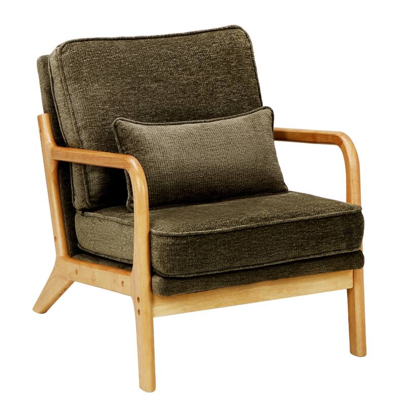 Mid Century Modern Accent Chair with Lumbar Pillow