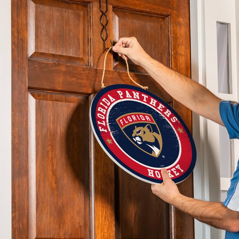 Florida Panthers Wooden Door Decor Wall Sign - Multi-Color