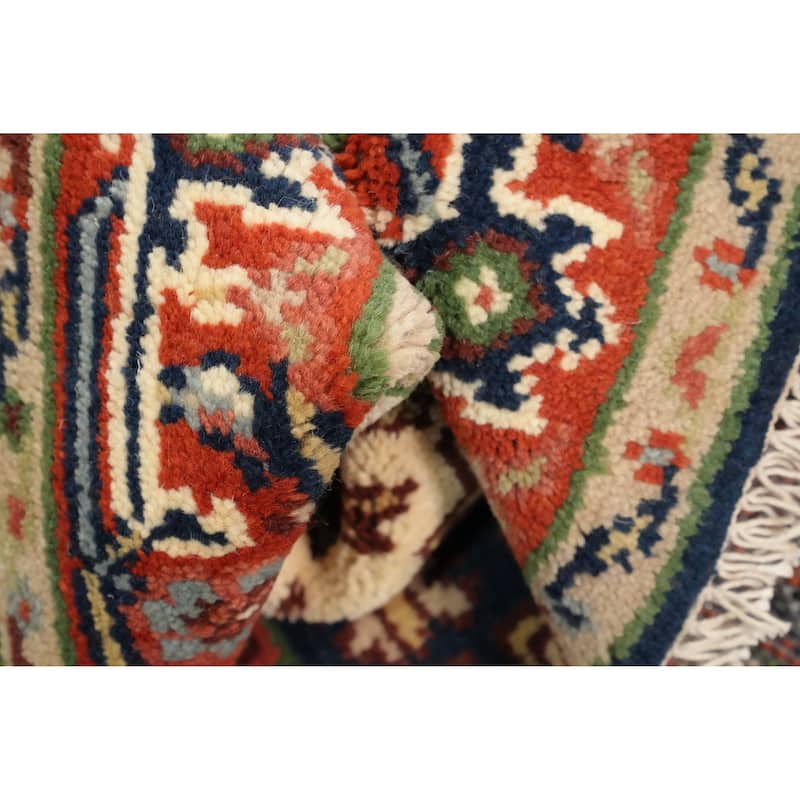 Hand Knotted Oriental 100% Wool Carpet Traditional Medallion Navy Blue & Blues Heriz (serapi) Area Rug - 5' 1'' X 3' 0''
