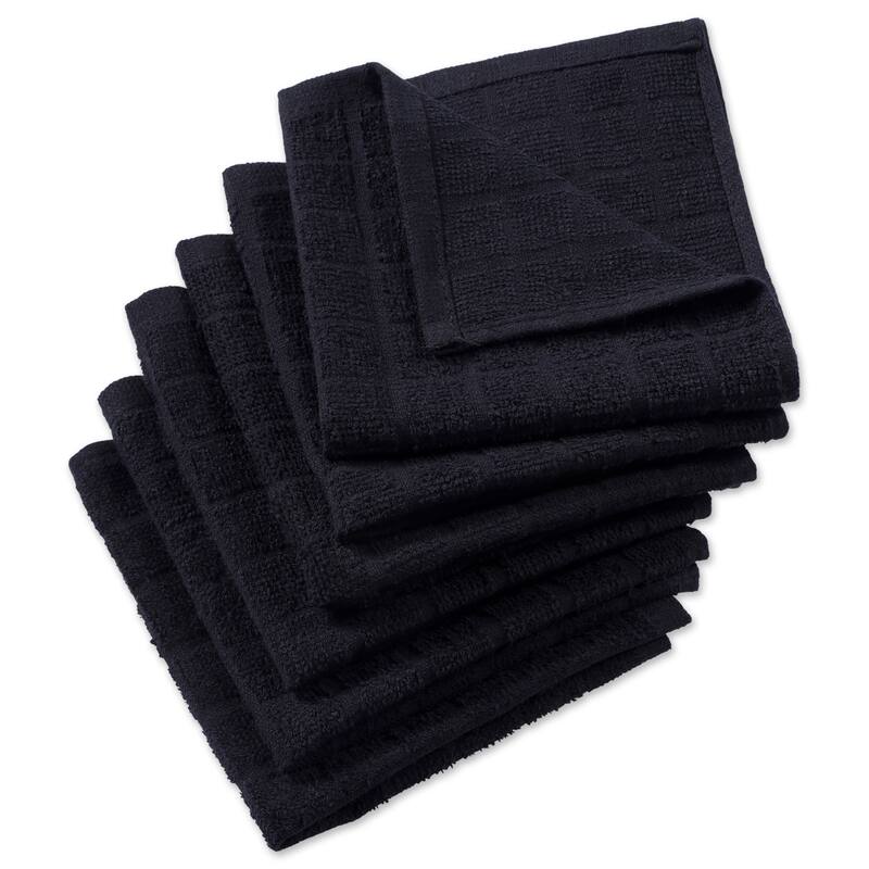 DII Solid Windowpane Terry Dishcloth Set of 6 - Black