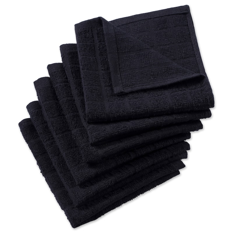 DII Solid Windowpane Terry Dishcloth Set of 6 - Black