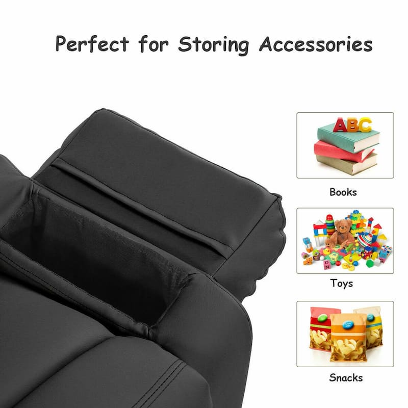 Kids Deluxe Headrest Recliner Sofa Chair with Storage Arms - 25" x 25.5" x 29" (W x D x H)