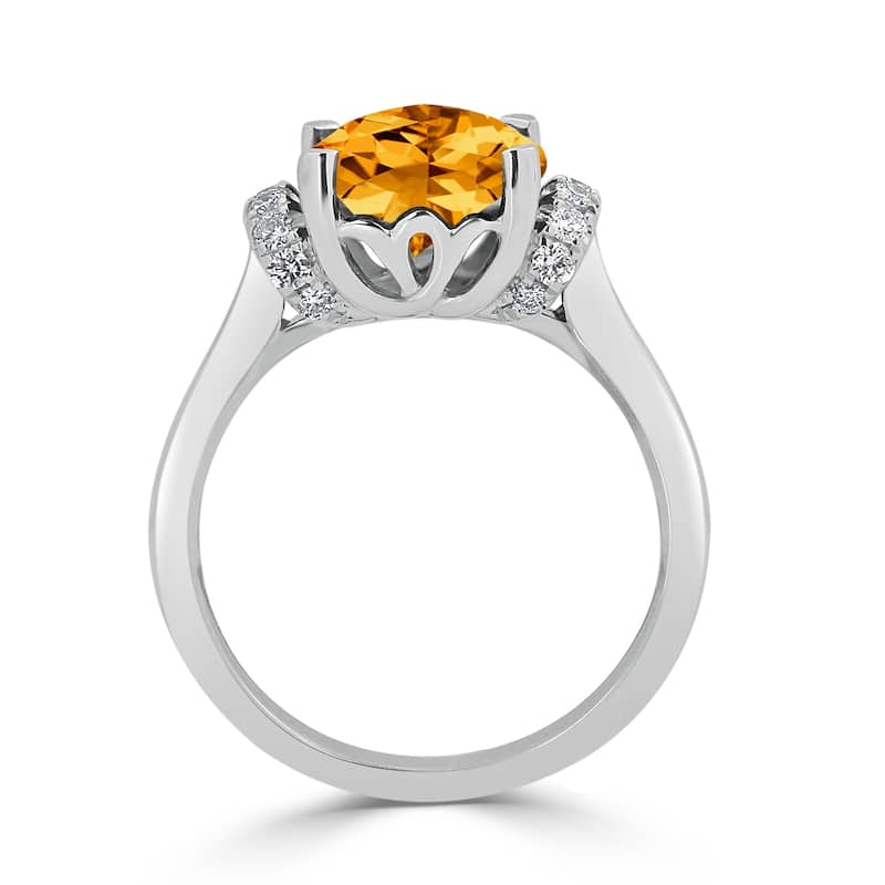 Auriya Unique 3 3/8ct Cushion-cut Citrine and Diamond Engagement Ring 1/5cttw 14k Gold