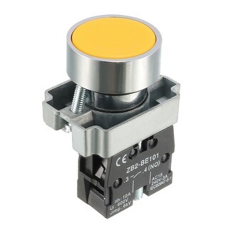 22mm Mounting Hole Yellow Emergency Stop Push Button Switch SPST NO ...