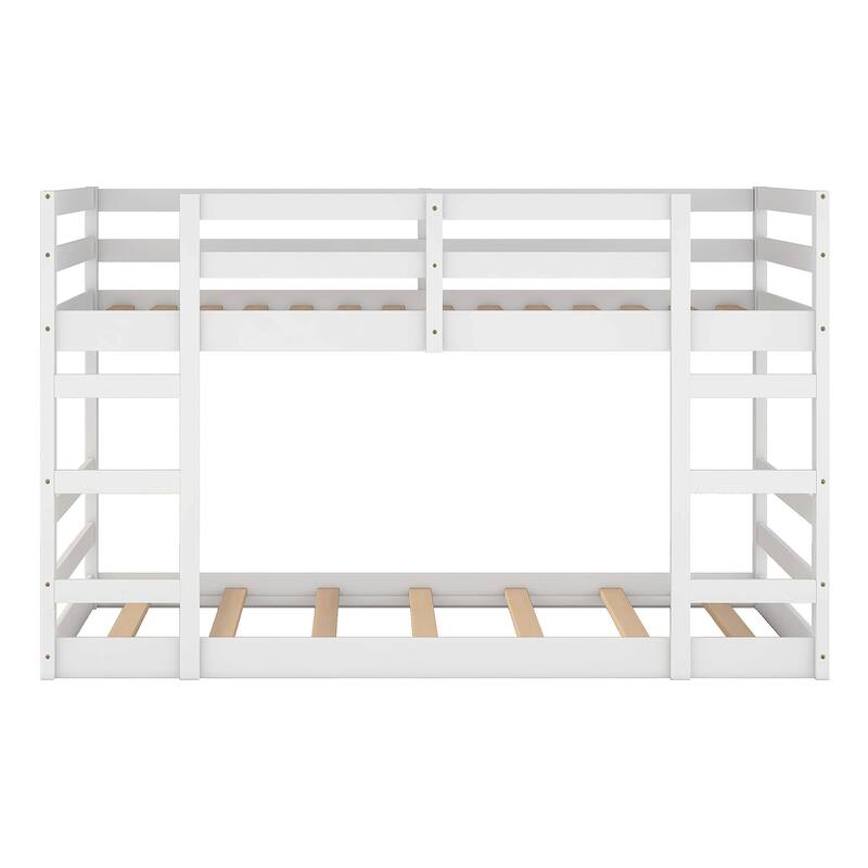 Twin Over Twin Bunk Bed with Ladder, White