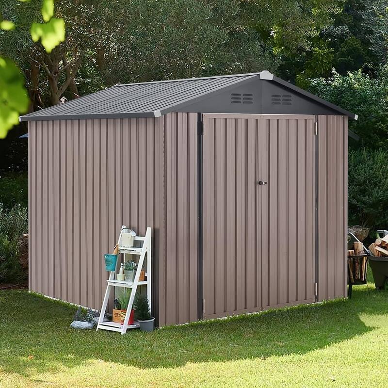 AECOJOY Outdoor Metal Storage Shed with Lockable Door
