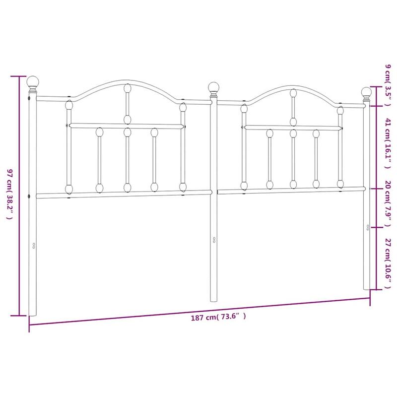 vidaXL 38.2 Inch Metal Headboard, Farmhouse Rustic Headboard Only