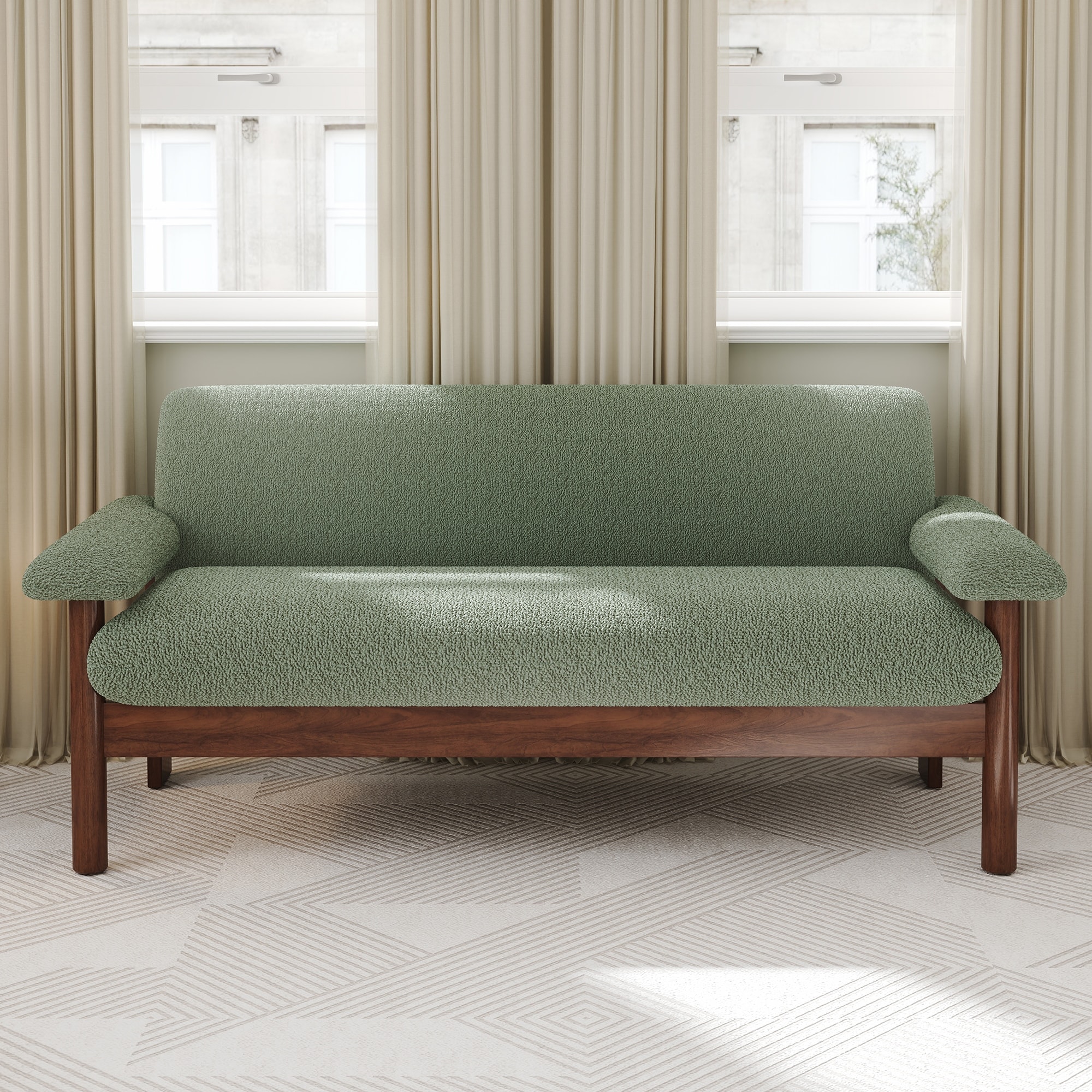 Christopher Knight Home - Arlo Modern Upholstered 2-Seater Loveseat with Armrest Pillows and Rubberwood Frame
