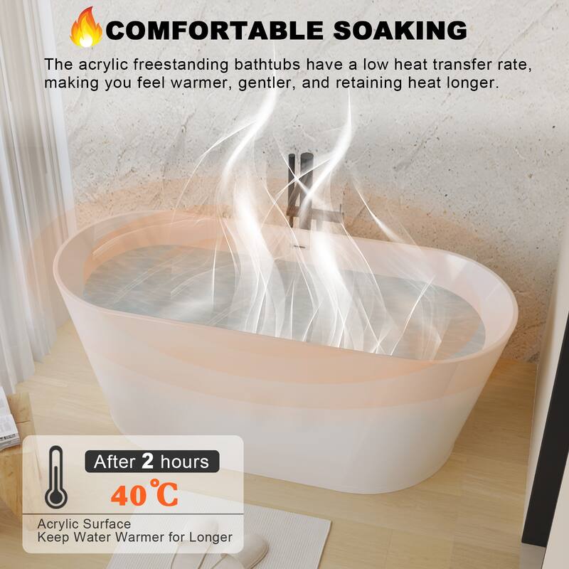 GDFStudio - Lillian Modern Freestanding Acrylic Soaking Bathtub with Ergonomic Comfort Design