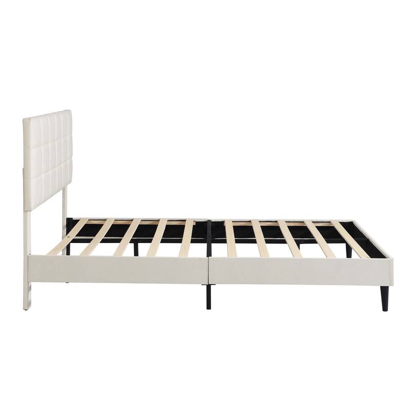 Platform Bed Frame with Fabric Upholstered Headboard